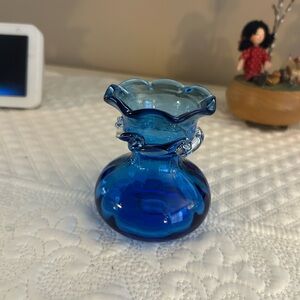 Vtg Rainbow hand blown Glass vase